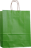 Papiertragetaschen grün gerippt mit Kordel  100g/m² 18+8x22cm