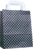 Papiertragetaschen Schwarz mit weißen Punkten 18+8x22cm