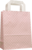 Papiertragetaschen Rosa mit weißen Punkten 18+8x22cm