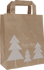 Weihnachtliche Tannen Papiertragetaschen Weiß/Braun 18+8x22cm