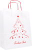 Weihnachtliche Tannen Papiertragetaschen Rot/Weiß 26+12x34cm