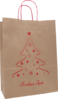 Weihnachtliche Tannen Papiertragetaschen Rot/Braun 26+12x34cm