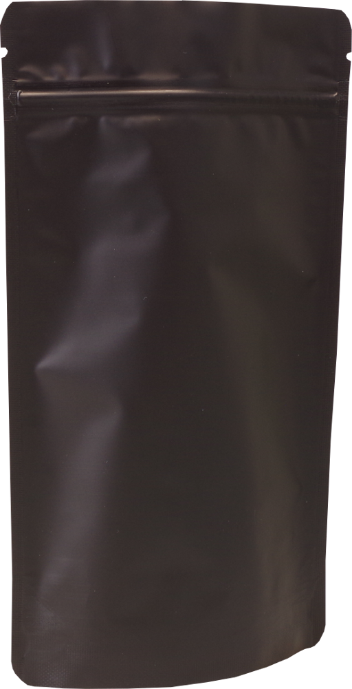 Doypack schwarz MATT mit Druckverschluss 110x185+70mm