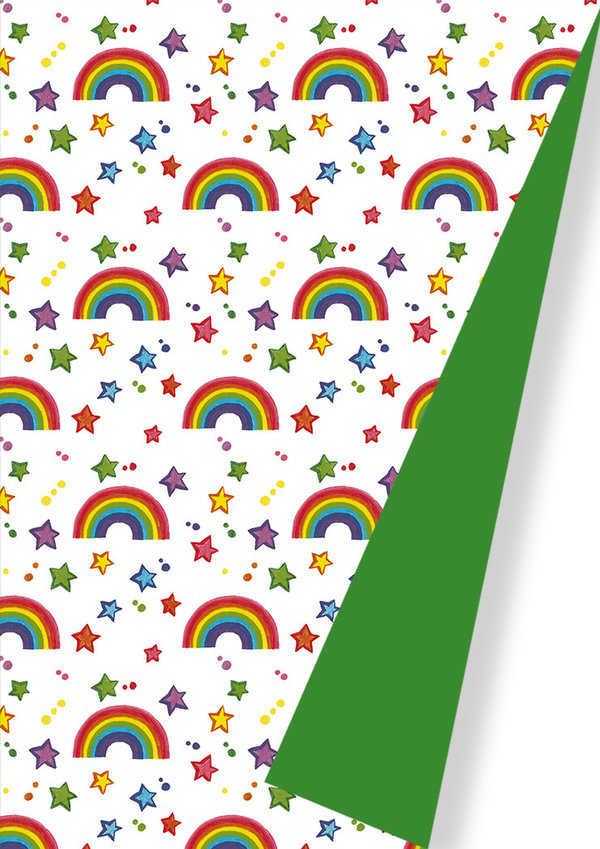 Geschenkpapier Exclusiv Doppelseitig rainbow dz green 2s